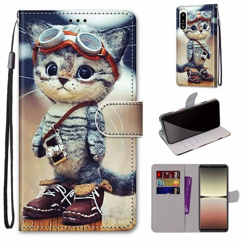 Saturcase Coque Pour Sony Xperia 5 Iv 2022, Beau Pu Cuir Magnétique Flip Portefeuille Support Porte-Carte Dragonne Protecteur Housse Étui Pour Sony Xperia 5 Iv 2022 (Dh-15)