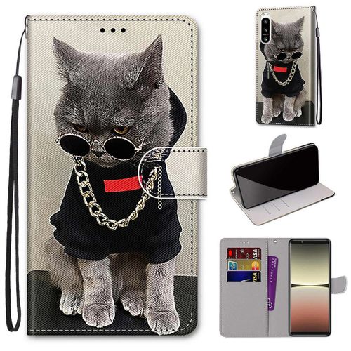 Saturcase Coque Pour Sony Xperia 5 Iv 2022, Beau Pu Cuir Magnétique Flip Portefeuille Support Porte-Carte Dragonne Protecteur Housse Étui Pour Sony Xperia 5 Iv 2022 (Dh-14)
