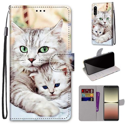 Saturcase Coque Pour Sony Xperia 5 Iv 2022, Beau Pu Cuir Magnétique Flip Portefeuille Support Porte-Carte Dragonne Protecteur Housse Étui Pour Sony Xperia 5 Iv 2022 (Dh-11)