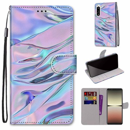 Saturcase Coque Pour Sony Xperia 5 Iv 2022, Beau Pu Cuir Magnétique Flip Portefeuille Support Porte-Carte Dragonne Protecteur Housse Étui Pour Sony Xperia 5 Iv 2022 (Dh-9)