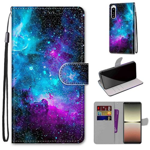 Saturcase Coque Pour Sony Xperia 5 Iv 2022, Beau Pu Cuir Magnétique Flip Portefeuille Support Porte-Carte Dragonne Protecteur Housse Étui Pour Sony Xperia 5 Iv 2022 (Dh-8)