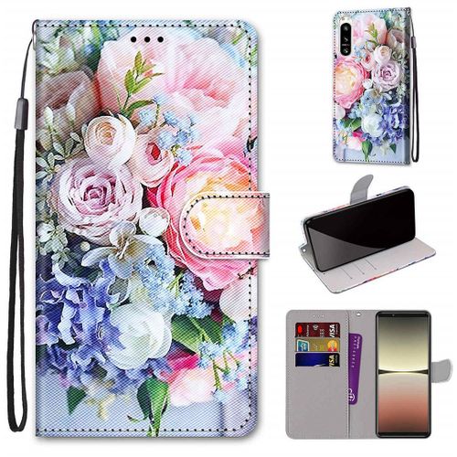 Saturcase Coque Pour Sony Xperia 5 Iv 2022, Beau Pu Cuir Magnétique Flip Portefeuille Support Porte-Carte Dragonne Protecteur Housse Étui Pour Sony Xperia 5 Iv 2022 (Dh-7)