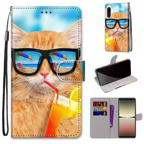 Saturcase Coque Pour Sony Xperia 5 Iv 2022, Beau Pu Cuir Magnétique Flip Portefeuille Support Porte-Carte Dragonne Protecteur Housse Étui Pour Sony Xperia 5 Iv 2022 (Dk-20)