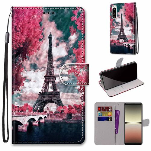 Saturcase Coque Pour Sony Xperia 5 Iv 2022, Beau Pu Cuir Magnétique Flip Portefeuille Support Porte-Carte Dragonne Protecteur Housse Étui Pour Sony Xperia 5 Iv 2022 (Dk-19)