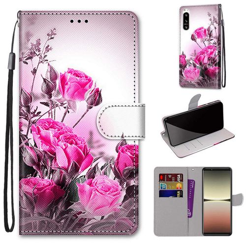Saturcase Coque Pour Sony Xperia 5 Iv 2022, Beau Pu Cuir Magnétique Flip Portefeuille Support Porte-Carte Dragonne Protecteur Housse Étui Pour Sony Xperia 5 Iv 2022 (Dk-17)