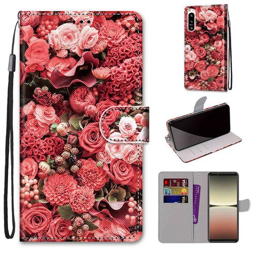 Saturcase Coque Pour Sony Xperia 5 Iv 2022, Beau Pu Cuir Magnétique Flip Portefeuille Support Porte-Carte Dragonne Protecteur Housse Étui Pour Sony Xperia 5 Iv 2022 (Dk-14)