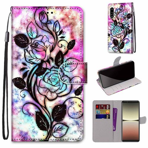 Saturcase Coque Pour Sony Xperia 5 Iv 2022, Beau Pu Cuir Magnétique Flip Portefeuille Support Porte-Carte Dragonne Protecteur Housse Étui Pour Sony Xperia 5 Iv 2022 (Dk-12)