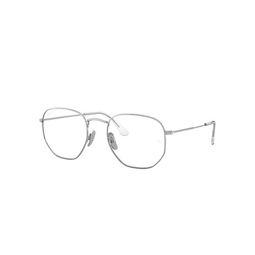 Ray-Ban Hexagonal Titanium Optics  Monture Argent Verres Transparents Polarisé 54-21 
