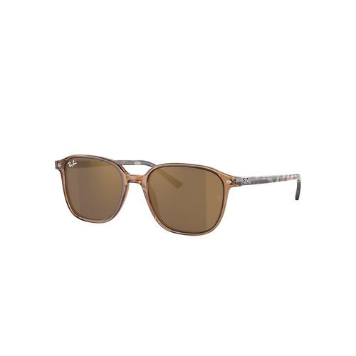 Ray-Ban Leonard Lunettes De Soleil Monture Rayé Jaune Havana Verres Marron 53-18