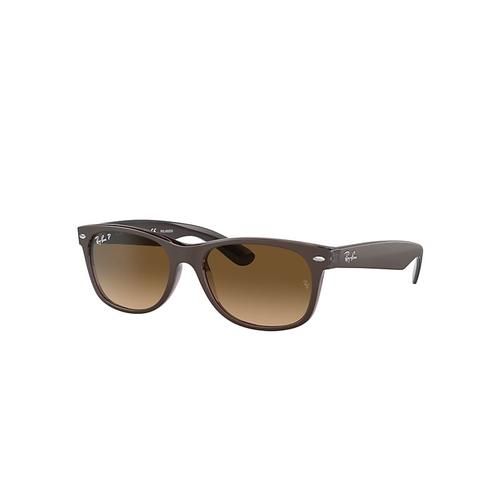 Ray-Ban New Wayfarer Classic Lunettes De Soleil Monture Marron Sur Marron Transparent Verres Marron Polarisé 52-18 