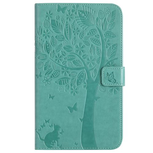 Étui Pour Samsung Galaxy Tab A 7.0 Sm-T280 Pu Cuir Poche Cas Flip Coque Protection Housse Stand Case Chat Et Arbre,Vert