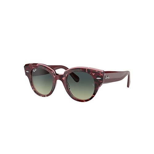 Ray-Ban Roundabout Lunettes De Soleil Monture Bordeaux Verres Vert 47-22