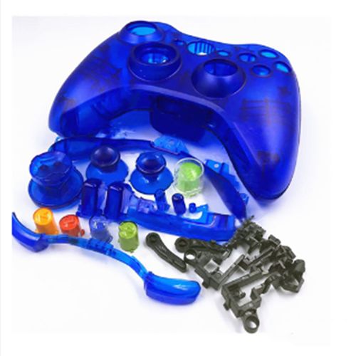 Kit De Coque Protection Accessoires Jeux De Console Sans Fil Compatible Xbox 360 (Bleu Transparent)