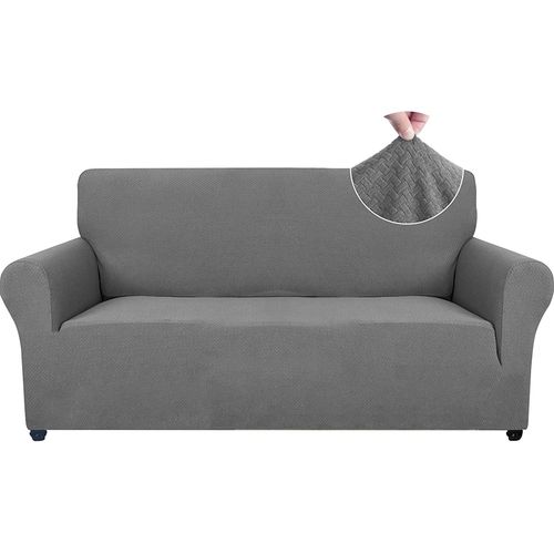 Housse De Canapé Avec Accoudoirs,Extensible Élastique Antidérapante Housse Canapé,Meubles Protection Chiens Cat(Gris,2 Places)