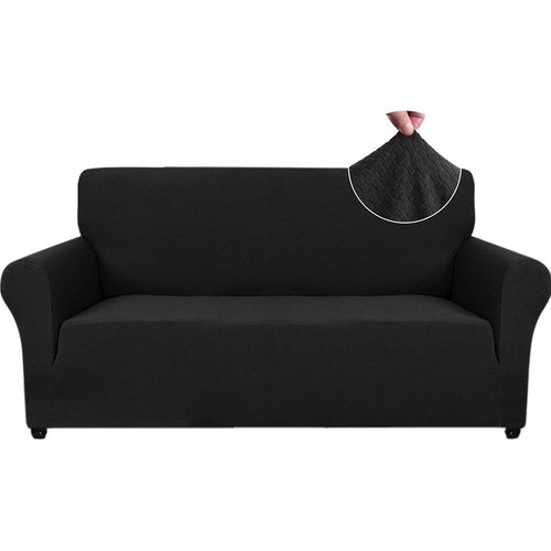 Housse De Canapé Avec Accoudoirs,Extensible Élastique Antidérapante Housse Canapé,Meubles Protection Chiens Cat(Noir,3 Places)