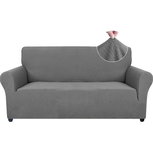 Housse De Canapé Avec Accoudoirs,Extensible Élastique Antidérapante Housse Canapé,Meubles Protection Chiens Cat,(Gris,3 Places)
