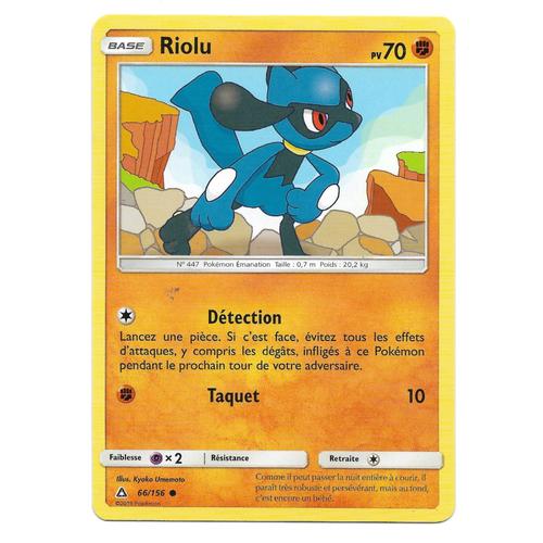 Carte Pokémon - Riolu Pv 70 66/156 - Carte Commune - Soleil Et Lune - Ultra Prisme