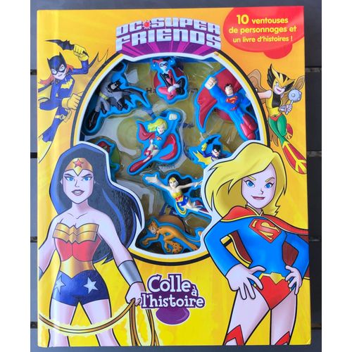 Dc Super Friends, 10 Ventouses De Personnages Et Un Livre D'histoire, Batman, Harley Quinn, Superman, Batgirl, Wonder Woman, Supergirl, Hawkgirl, Cheettah, Poison Ivry, Catwoma, Dc Comics, Marvel