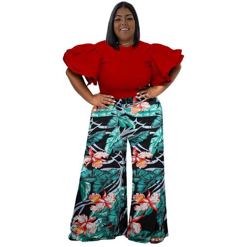 Cm.Yaya-T-Shirt À Manches Courtes Évasées Et Pantalon À Jambes Larges Pour Femme",Survêtement Vintage,Ensemble 2 Pièces,Grande Taille,Tenue Trempée,"2023