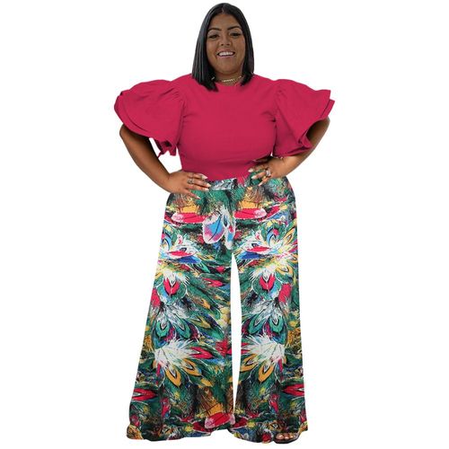 Cm.Yaya-T-Shirt À Manches Courtes Évasées Et Pantalon À Jambes Larges Pour Femme",Survêtement Vintage,Ensemble 2 Pièces,Grande Taille,Tenue Trempée,"2023