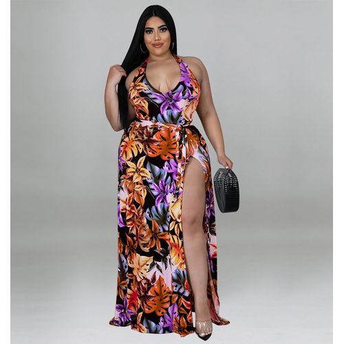 Cm.Yaya-Jupe Longue En Mousseline De Soie Pour Femme",Grande Taille,Motif Floral,Fendue Haute,Maxi,Costume De Batterie,Ensemble 2 Pièces Assressenti,"Maillot De Bain De Plage