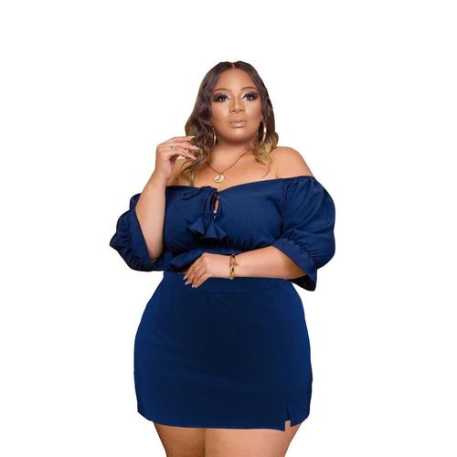 Wmstar-Ensemble Deux Pièces Pour Femme",Mini Haut Court Et Jupe Assortie,Tenue Élégante,Grande Taille,