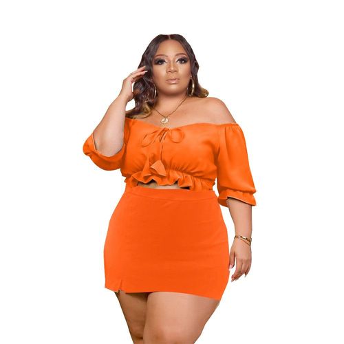 Wmstar-Ensemble Deux Pièces Pour Femme",Mini Haut Court Et Jupe Assortie,Tenue Élégante,Grande Taille,