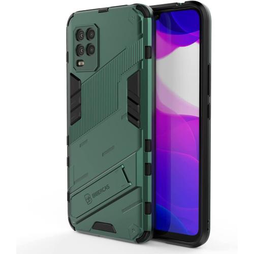 Coque De Téléphone Pour Xiaomi Mi 10 Lite 5g, 6.57"" Avec Housse De Protection Antichoc En Silicone Pour Béquille Pc Vert