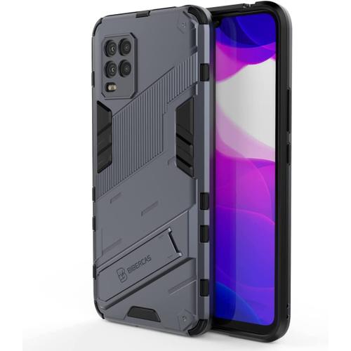 Coque De Téléphone Pour Xiaomi Mi 10 Lite 5g, 6.57"" Avec Housse De Protection Antichoc En Silicone Pour Béquille Pc Gris