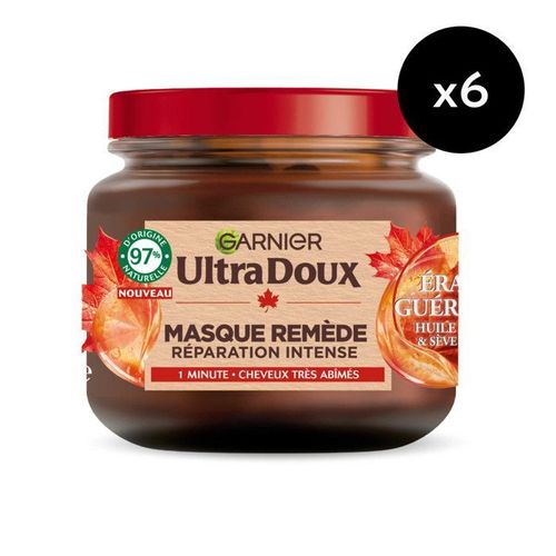 Lot De 6 - Garnier Ultra Doux Masque Remède Revitalisant Erable Guérisseur 340ml 