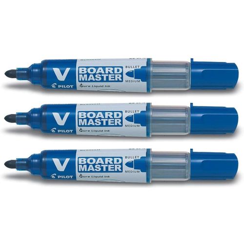 Pilot Lot De 3 Marqueurs Pour Tableau Blanc V Board Master Pointe Ogive Moyenne Bleu