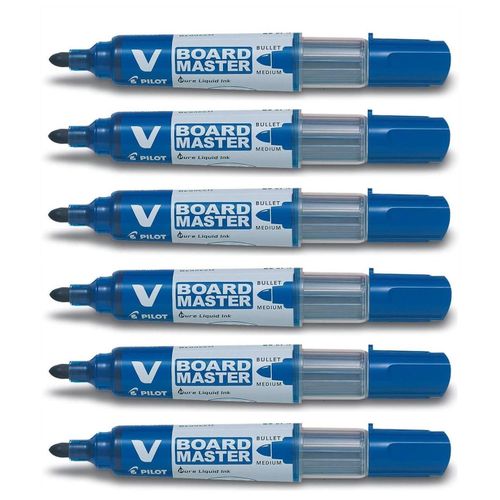 Pilot Lot De 6 Marqueurs Pour Tableau Blanc V Board Master Pointe Ogive Moyenne Bleu