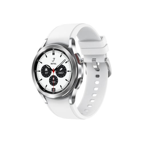 Samsung Galaxy Watch4 Classic - 42 Mm - Argent - Montre Connectée Avec Bracelet De Sport Ridge - Fluoroélastomère - Blanc - Affichage 1.2" - 16 Go - Nfc, Wi-Fi, Bluetooth - 46.5 G