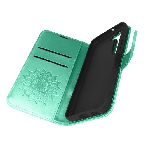 Étui Samsung S22 Plus Portefeuille Support Vidéo Mandala Fleur Forcell Vert