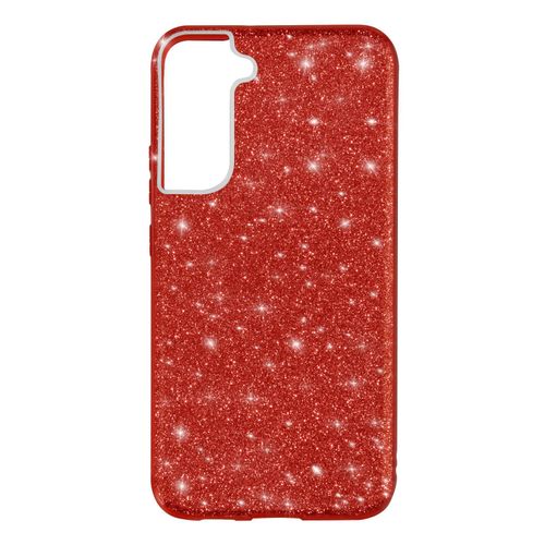 Coque Samsung Galaxy S22 Paillette Feuille Amovible Silicone Semi-Rigide Rouge