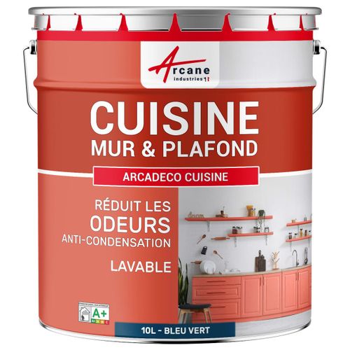 Peinture cuisine lessivable absorbe les odeurs Bleu vert RAL 5001 10 L