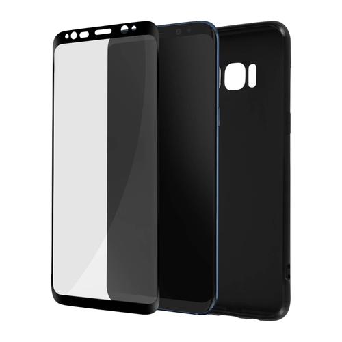 Coque Samsung Galaxy S8 Souple Noir Et Verre Trempé 9h Contour Noir