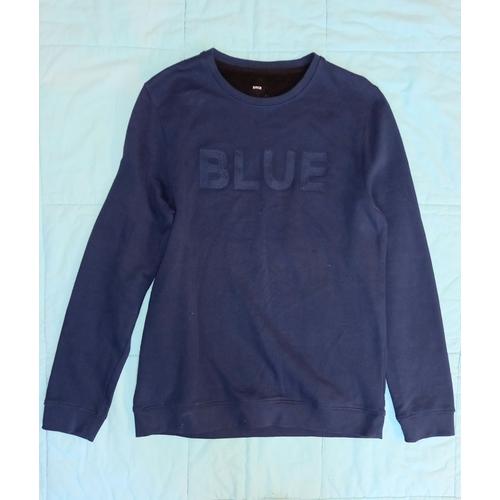 Pull Brice Homme Bleu Coton Blue Luxe Top Qualité Sweat Manches Longues Hiver Chaud L
