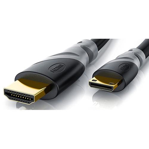 Câble Mini hdmi vers hdmi 5m - Câble Mini HDMI Type C vers Full HDMI Type A - 1080 p 2160 p 4k @60hz - Supporte Full HD Ultra HD HD Ready 3D - Ethernet High Speed - Contacts plaqués Or 24K