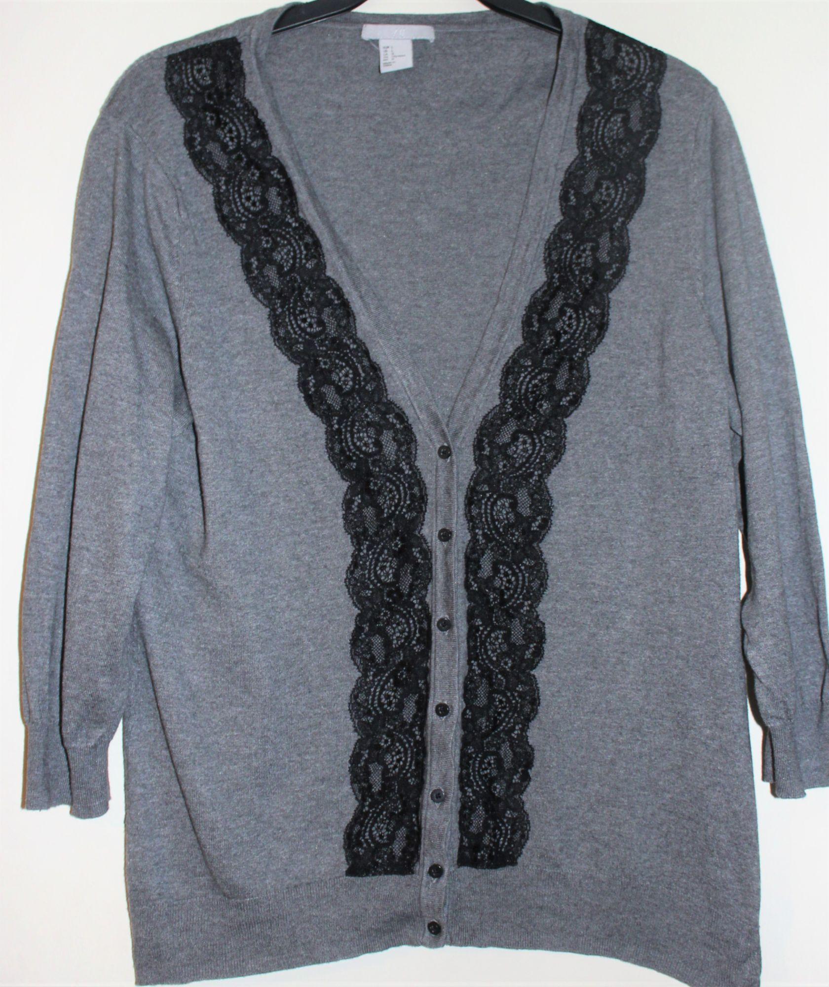 gilet gris et dentelle noire H M taille L Rakuten