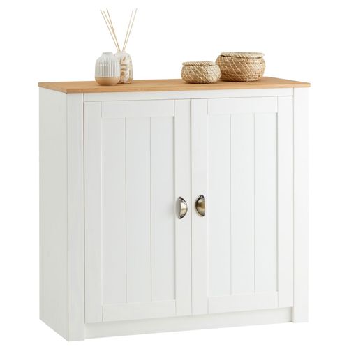 Buffet Bolton Meuble De Rangement En Bois Au Style Classique, Avec 2 Portes, En Pin Massif Lasuré Blanc Et Brun