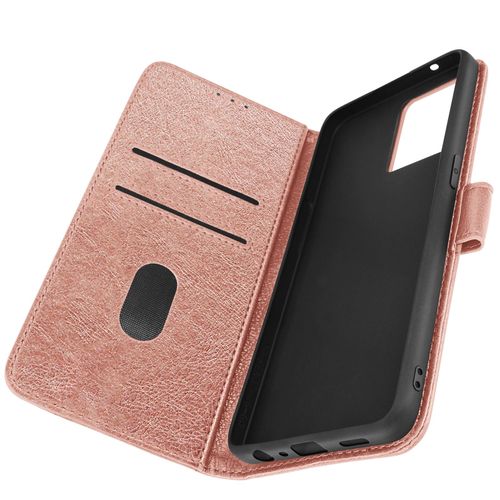 Housse Oppo Reno 7 Clapet Portefeuille Fonction Support Vidéo Rose Gold