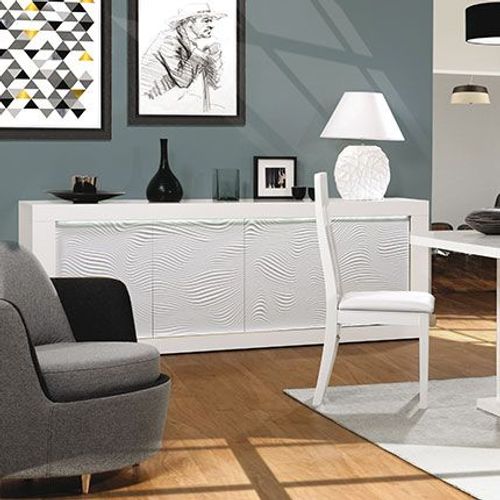 Buffet 4 Portes 220x50x82 Cm Blanc Brillant - Floyd