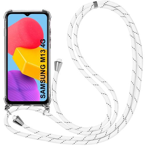 Coque Silicone Pour Samsung Galaxy M13 Antichoc Anti-Rayures Transparent Avec Cordon Blanc - E.F.Connection