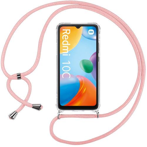 Coque Cordon Pour Xiaomi Redmi 10c Silicone Antichoc Transparent + Cordon Rose - E.F.Connection