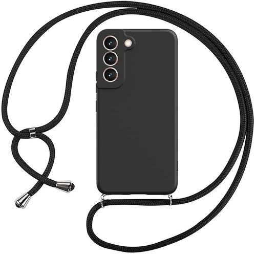 Coque Silicone Pour Samsung Galaxy S23 Slim Effet Mat + Cordon Réglable Noir - E.F.Connection