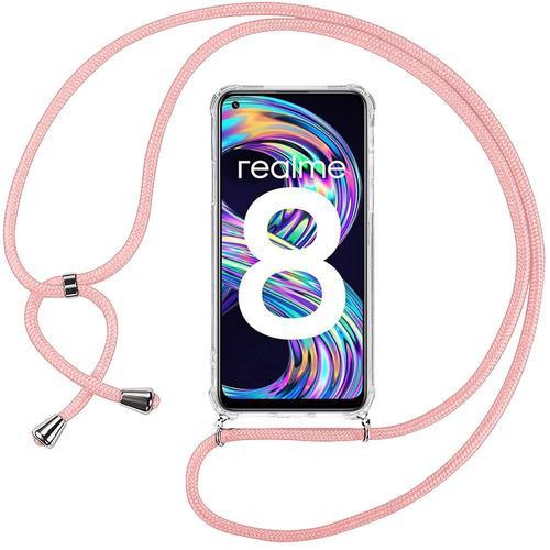 Coque Chaîne De Portable Pour Realme 8 Protection Renforcé Antichoc Avec Chaîne Rose - E.F.Connection