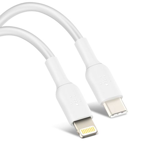 Câble USB-C vers Lightning Power Delivery 18W Synchronisation 1m Belkin Blanc