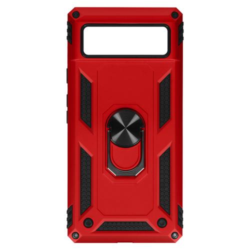 Coque Google Pixel 6a Hybride Antichoc Bague De Maintien Support Vidéo Rouge