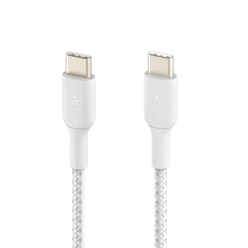 Câble USB-C vers USB-C 18W Power Delivery Nylon Tressé 1m Belkin blanc